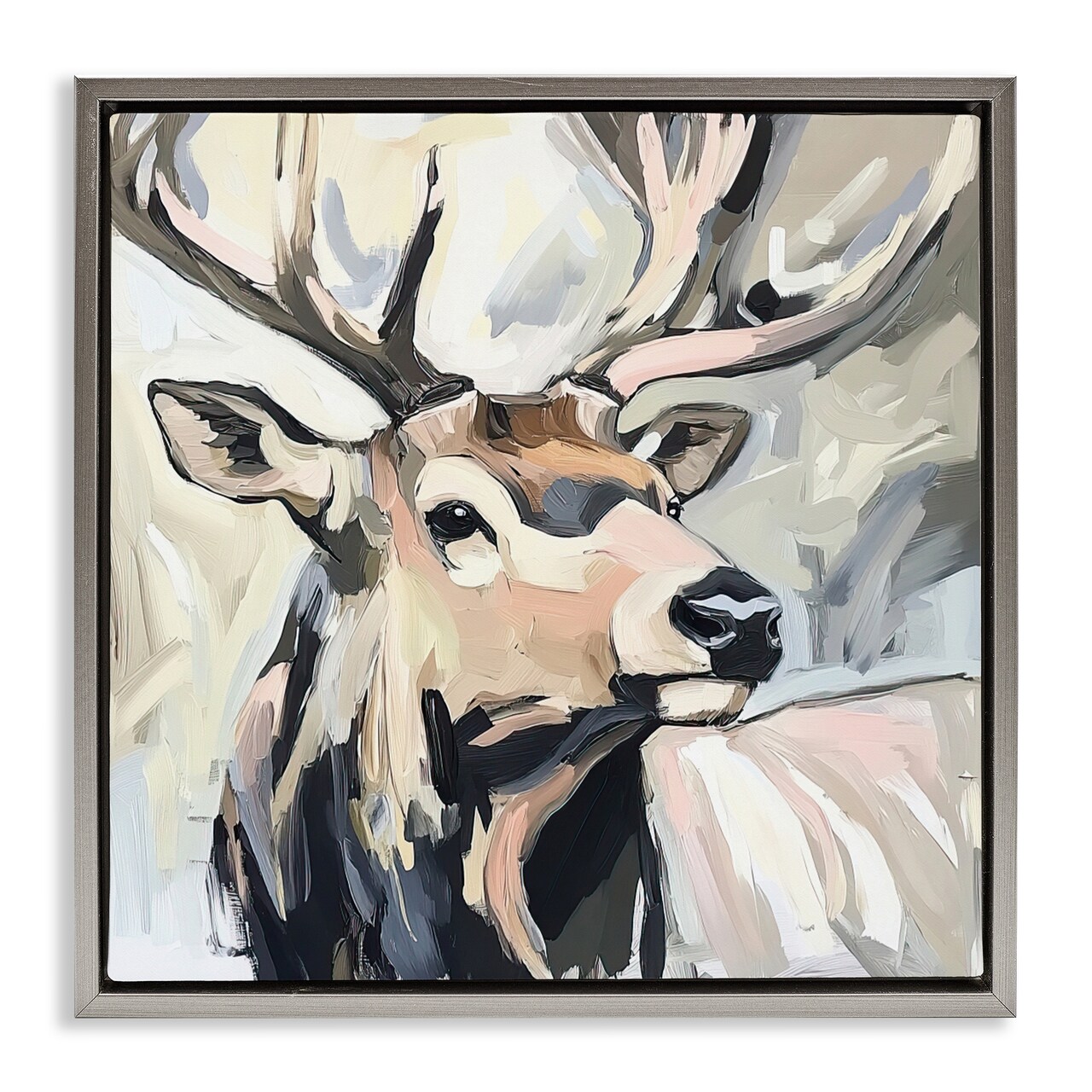 Stupell Industries Neutral Bull Elk Portrait Floating Frame, design by Tina LeCour